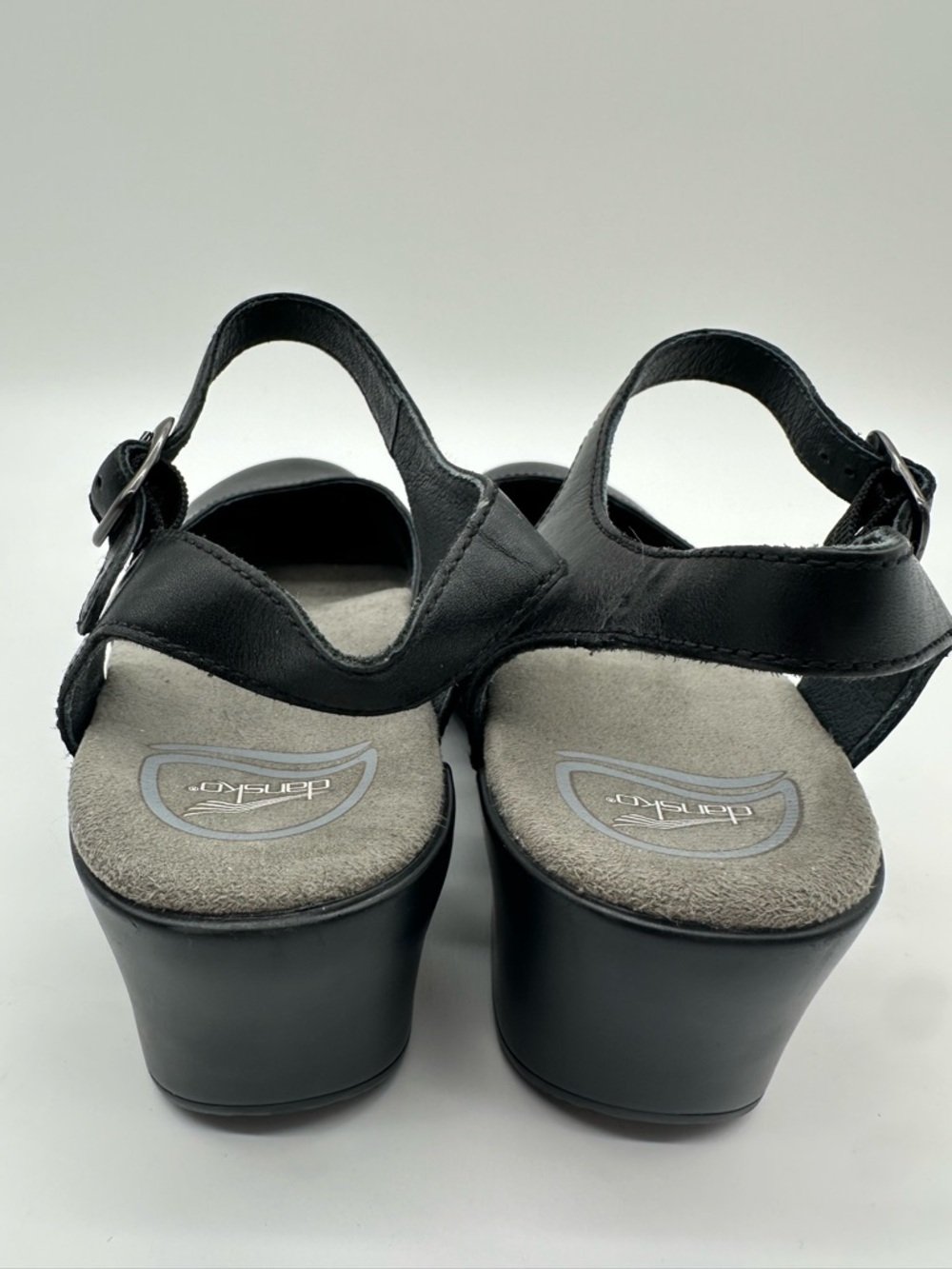 Dansko Black Leather Mary Jane Clog Heels - Picture 3 of 9